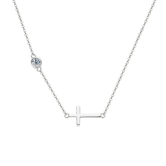 Minimal Moissanite Cross Necklace