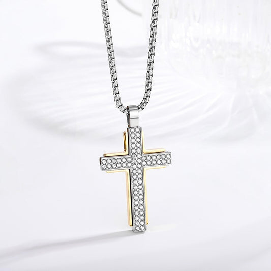 Iced Out Cross Necklace - detail view 4