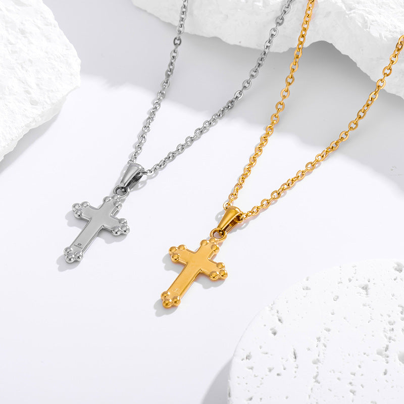 Classic Cross Necklace Gold and Silver Stainless Steel