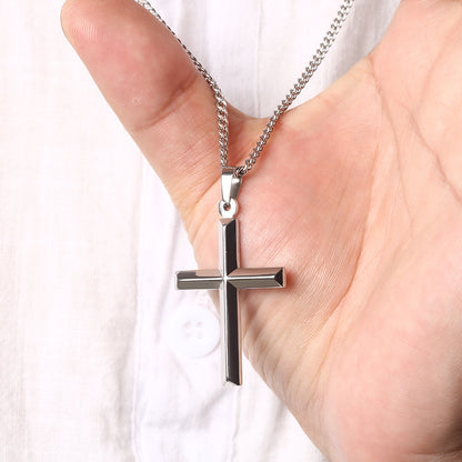Men's sleek cross necklace lifestyle photo 4