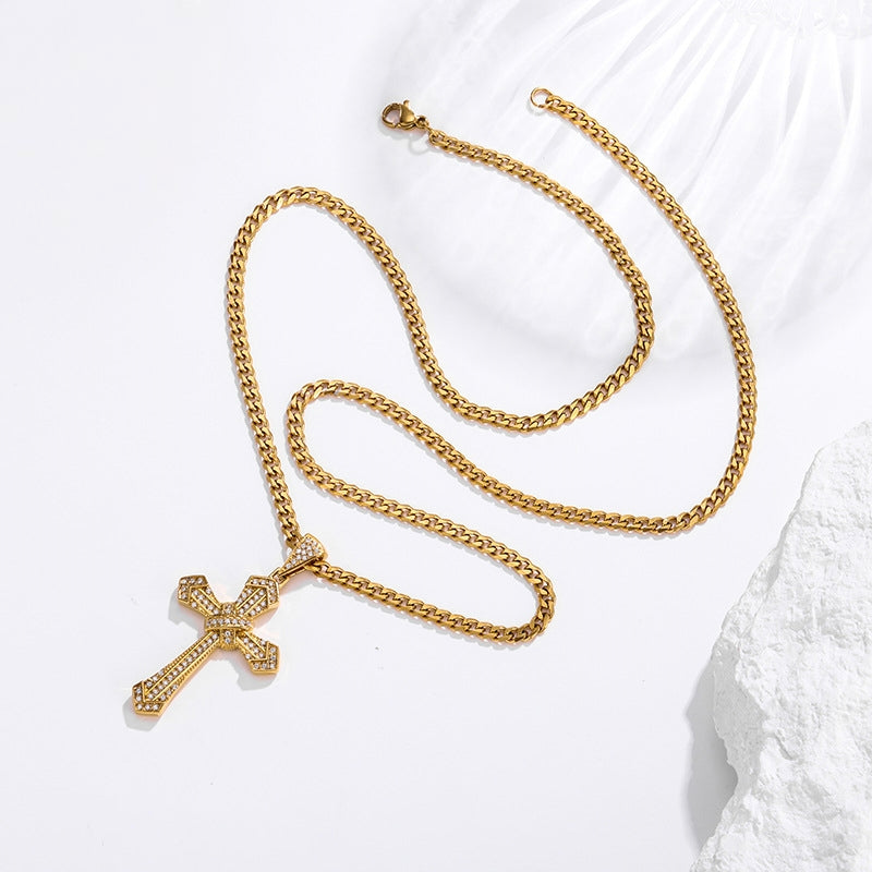Luxury Pave Cross Necklace - Gold and Silver lifestyle comparison