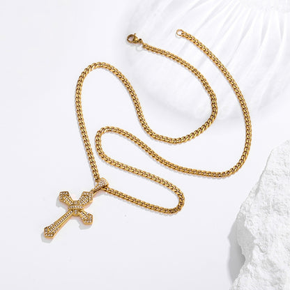 Luxury Pave Cross Necklace - Gold and Silver lifestyle comparison
