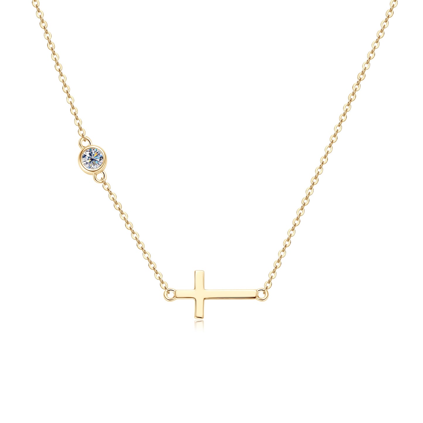 Minimal Moissanite Cross Necklace