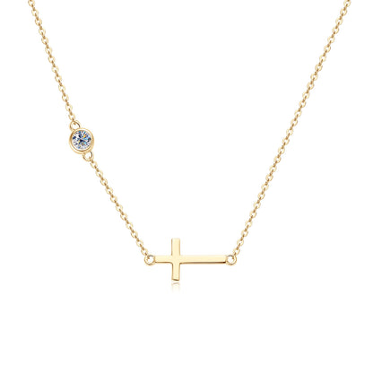 Minimal Moissanite Cross Necklace