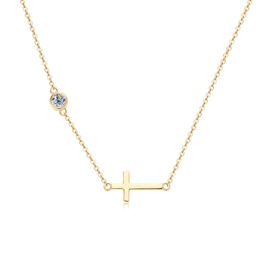 Minimal Moissanite Cross Necklace