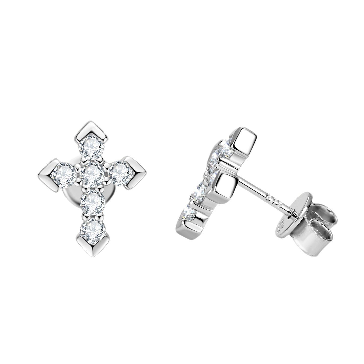 Moissanite Cross Stud Earrings