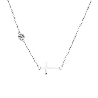 Minimal Moissanite Cross Necklace