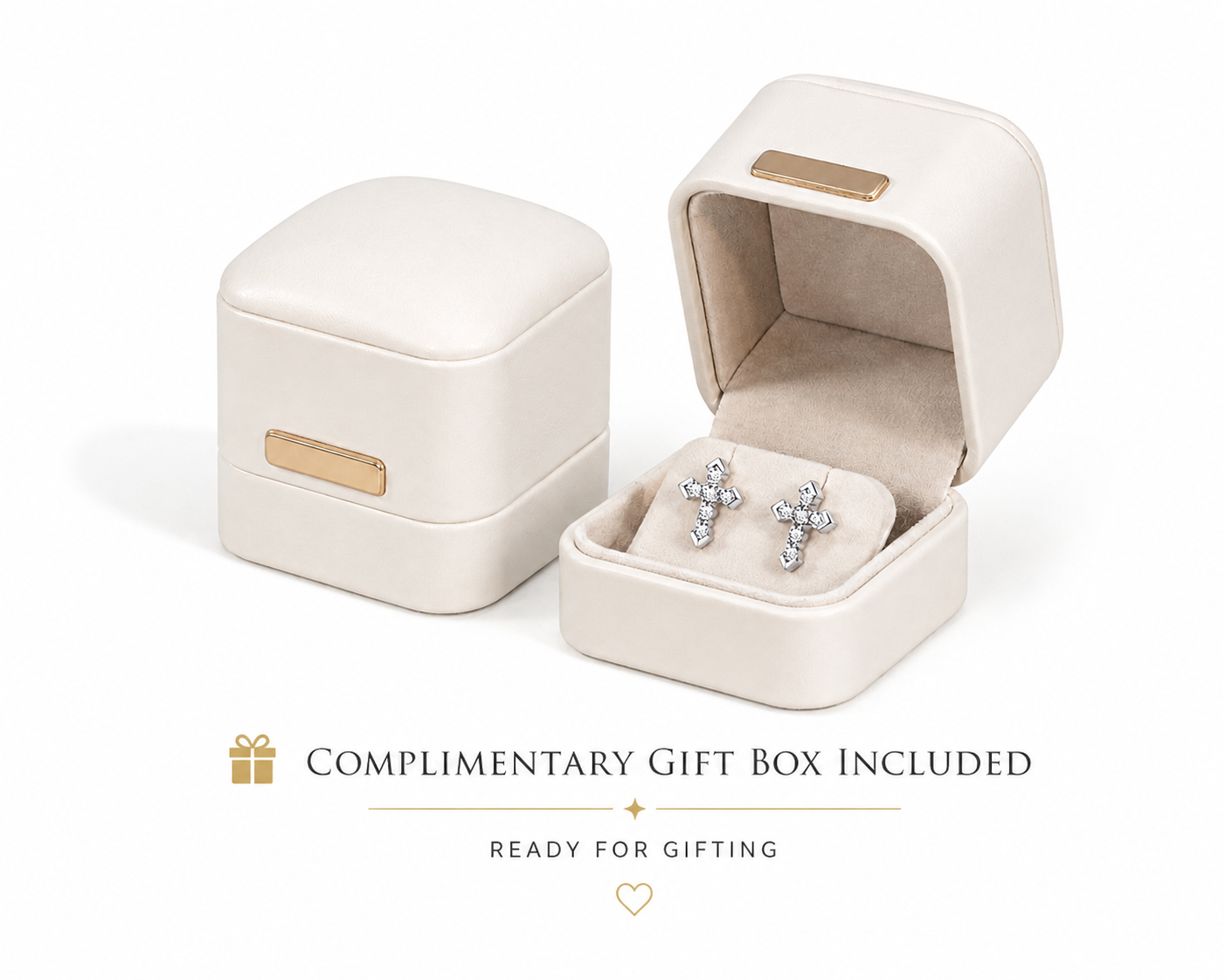 Moissanite Cross Stud Earrings