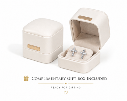 Moissanite Cross Stud Earrings