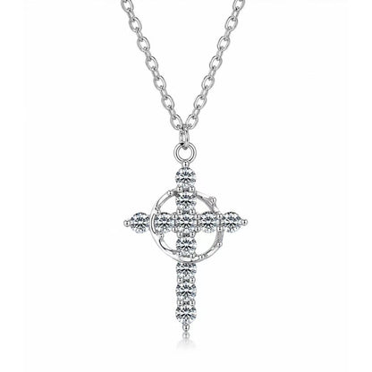 Crown Moissanite Cross Necklace