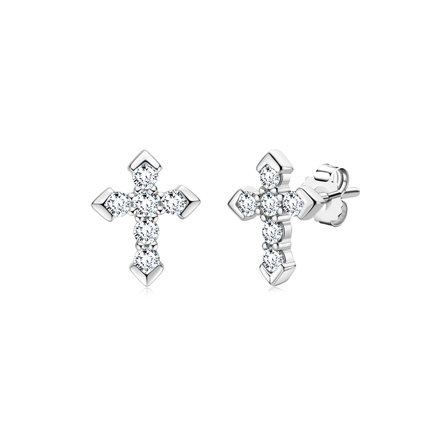 Moissanite Cross Stud Earrings