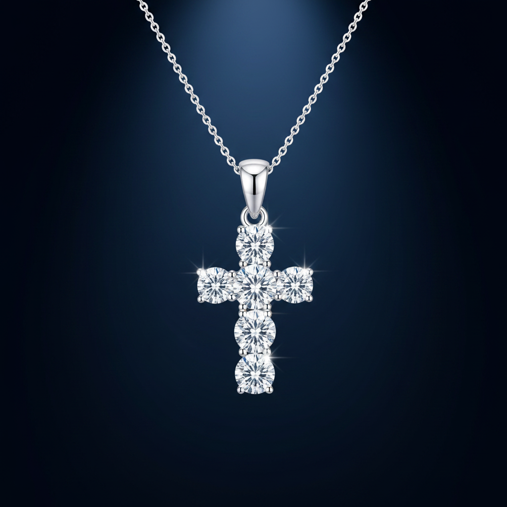Moissanite Cross Necklace