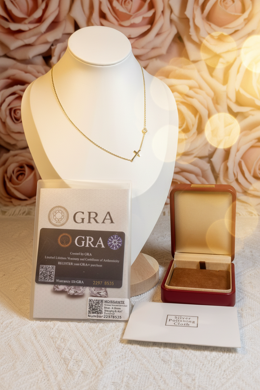 Minimal Moissanite Cross Necklace