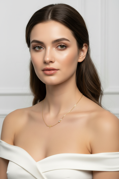 Minimal Moissanite Cross Necklace