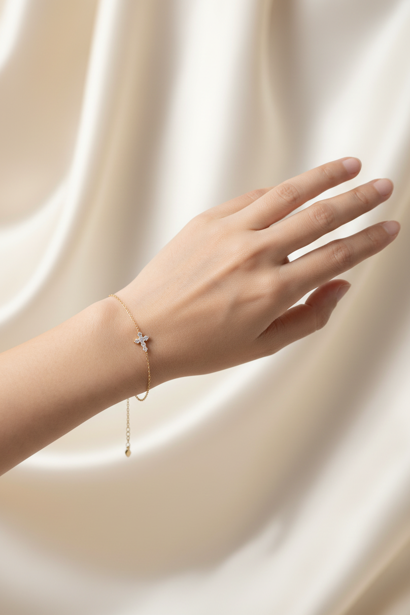 Moissanite Cross Bracelet