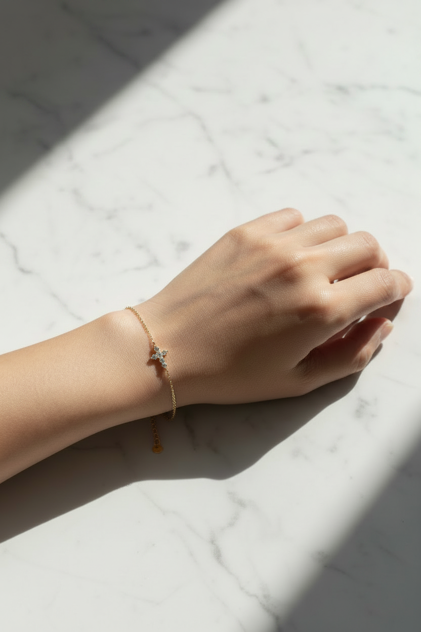 Moissanite Cross Bracelet