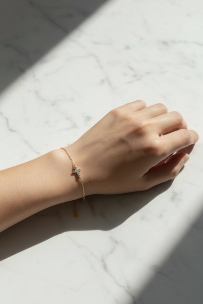 Moissanite Cross Bracelet