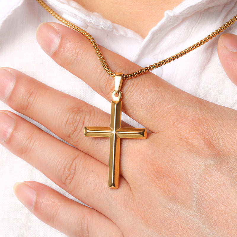 Men's sleek cross necklace lifestyle photo 3