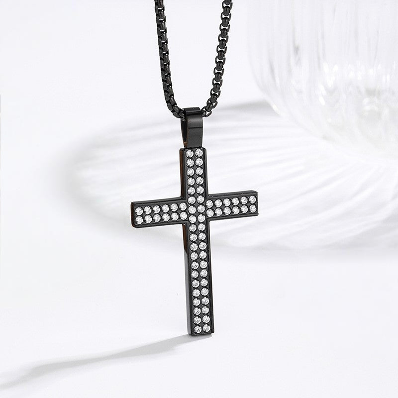 Iced Out Zircon Cross Necklace — 18K Gold PVD flat lay