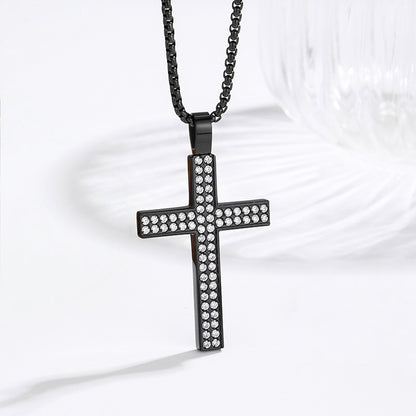 Iced Out Zircon Cross Necklace — 18K Gold PVD flat lay
