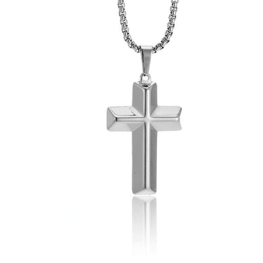 Black Polished Cross Necklace on box chain — Cross of Grace
