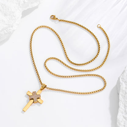 X Pave Cross Necklace 