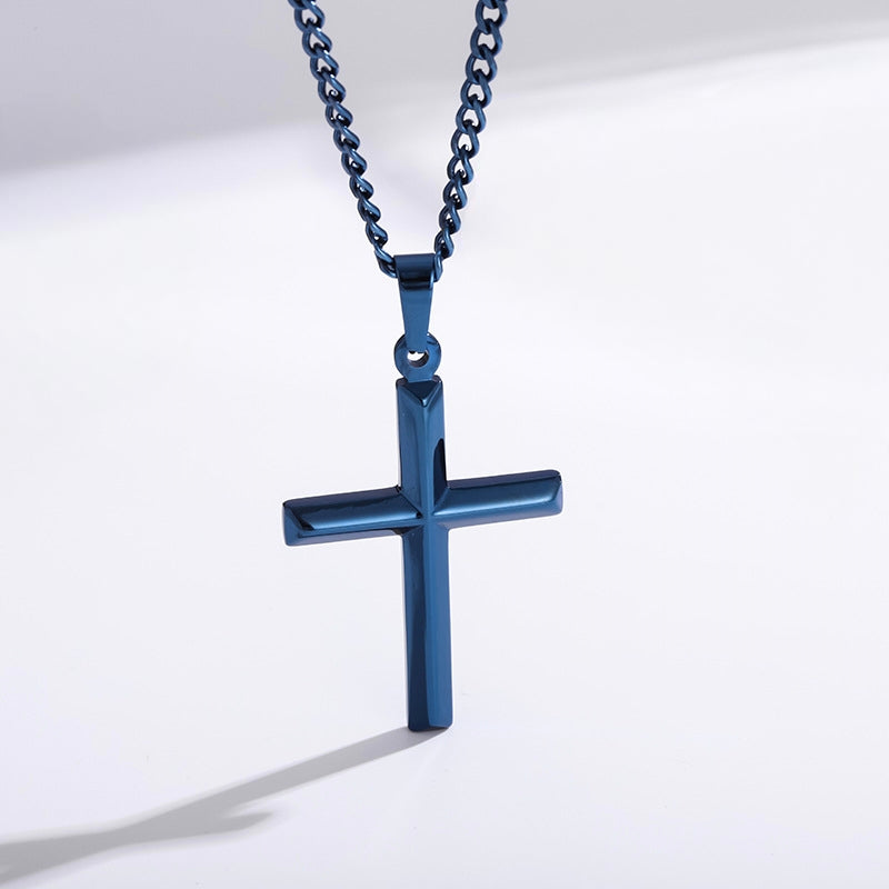 Men's sleek cross necklace lifestyle 