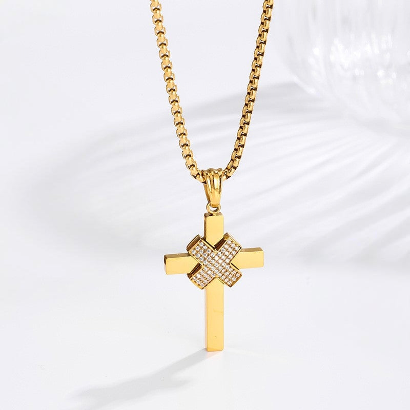 X Pave Cross Necklace 
