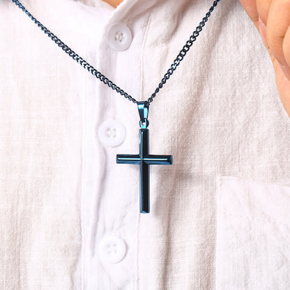 Men's sleek cross necklace lifestyle photo 2