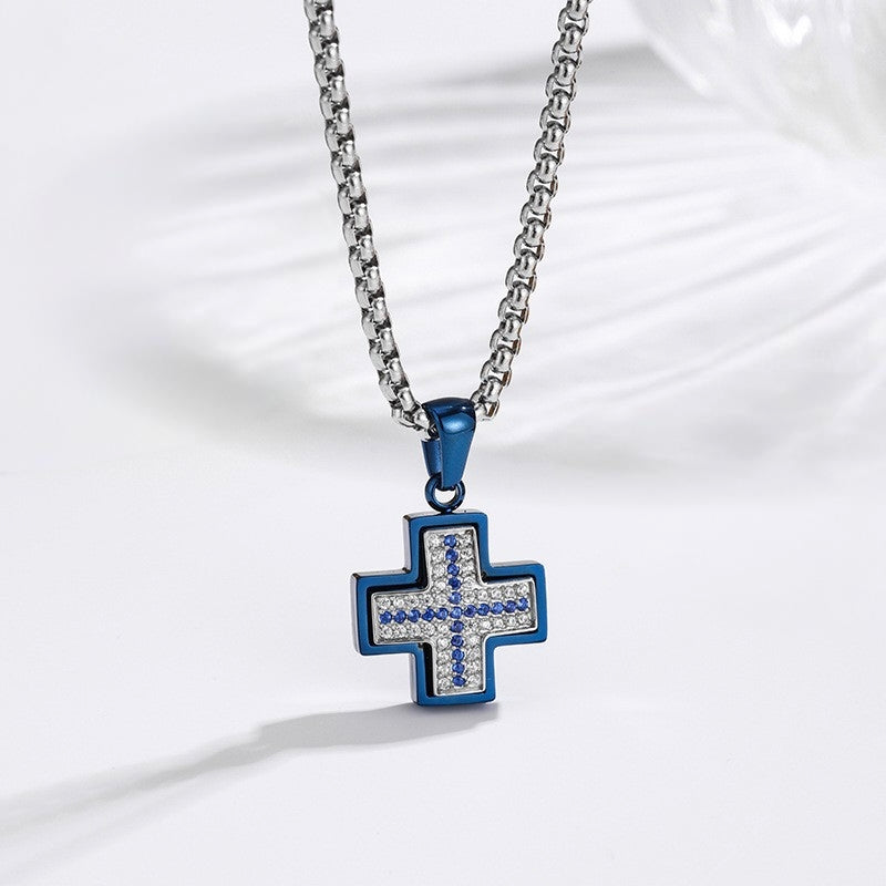 Two-Tone Cross Necklace - 18K Gold lifestyle close up