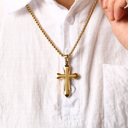 Men's bold cross necklace lifestyle
