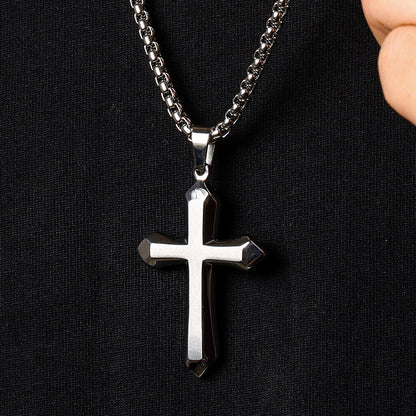 Men's bold cross necklace lifestyle 