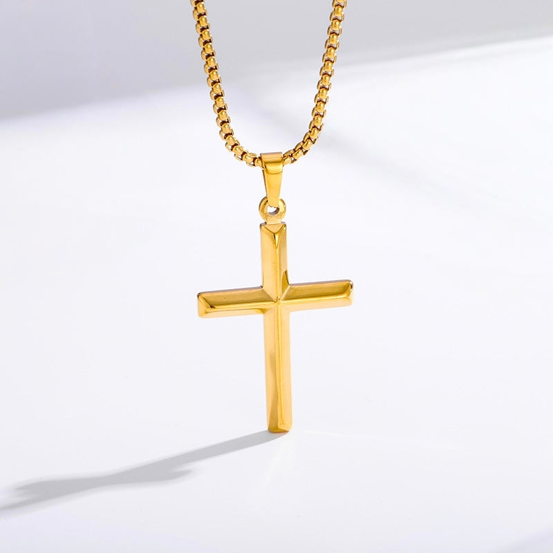 Men's sleek cross necklace lifestyle 