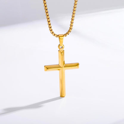 Men's sleek cross necklace lifestyle 