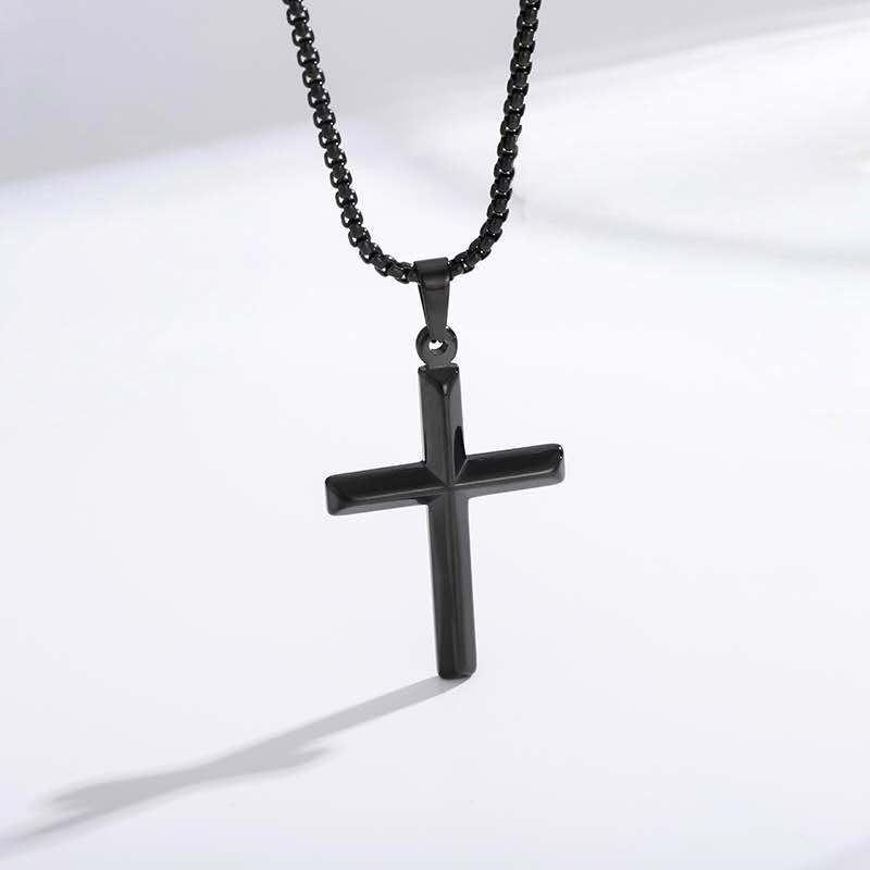 Men's sleek cross necklace lifestyle 