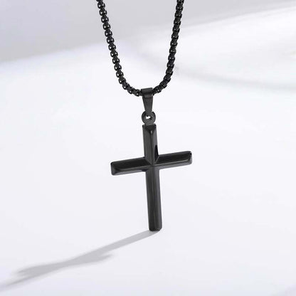 Men's sleek cross necklace lifestyle 