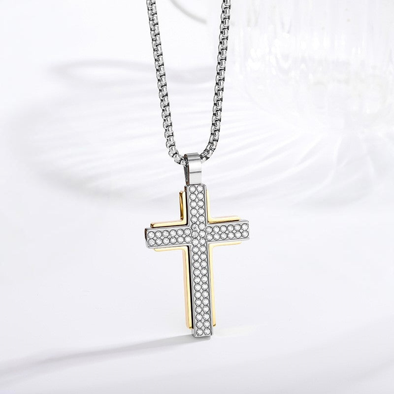 Iced Out Cross Necklace - detail view 4