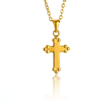Gold Classic Cross Necklace 18K Plated Faith Jewelry
