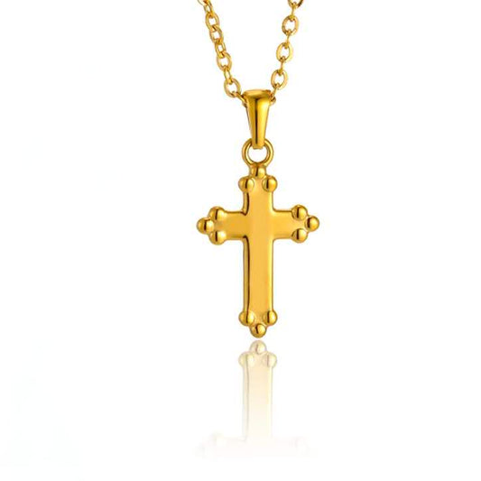 Gold Classic Cross Necklace 18K Plated Faith Jewelry