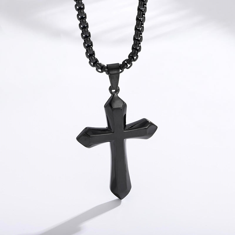 Men's bold cross necklace lifestyle 