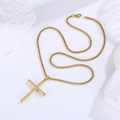 Zircon Pave Cross Necklace - size chart 5.0cm x 3.3cm