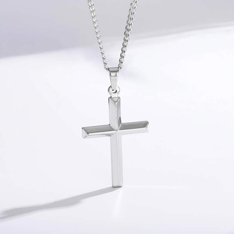 Men's sleek cross necklace lifestyle 