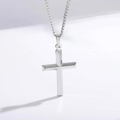 Men's sleek cross necklace lifestyle 