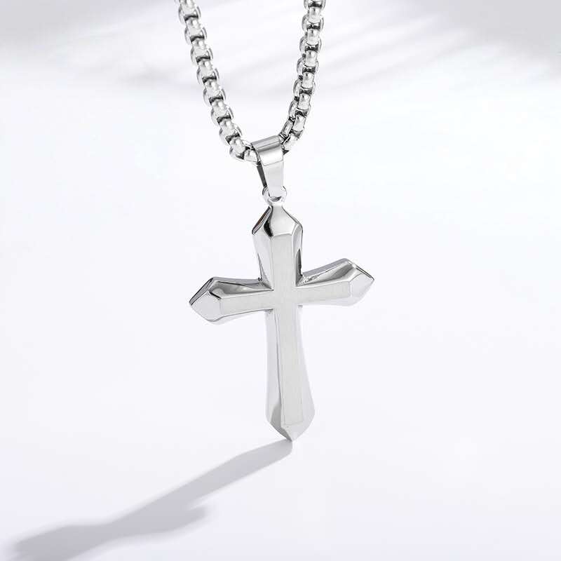 Men's bold cross necklace lifestyle 