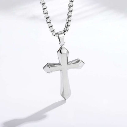 Men's bold cross necklace lifestyle 