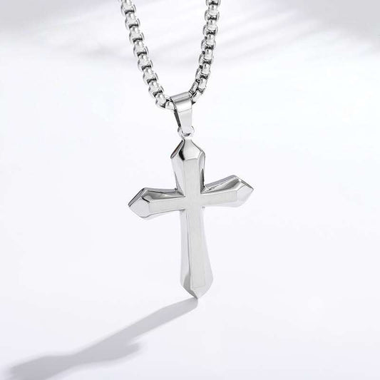 Men's bold cross necklace lifestyle 