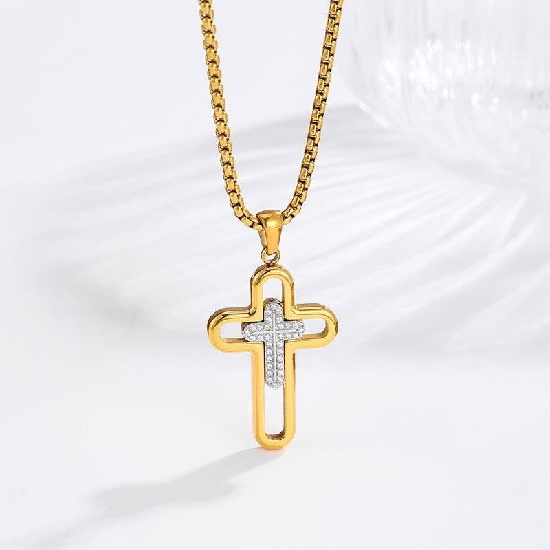 Vintage Layered Cross Necklace 