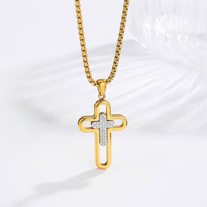 Vintage Layered Cross Necklace 