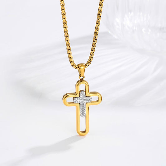 Vintage Layered Cross Necklace 