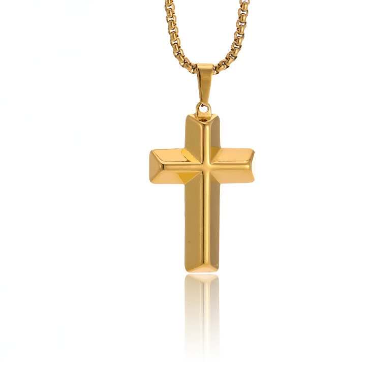 Polished Cross Necklace in gold, silver, black, and blue — Cross of Grace